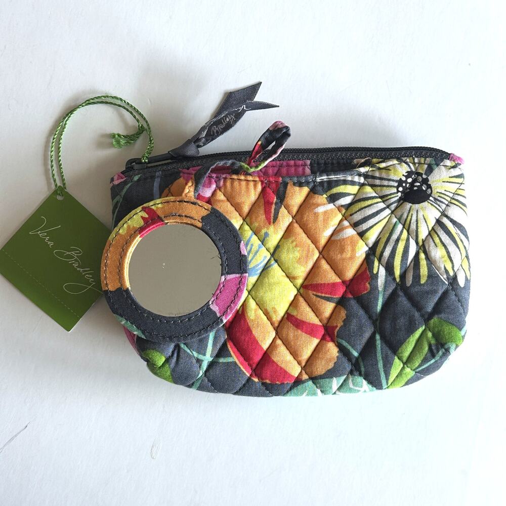 Vera Bradley NEW Mirror Cosmetic Bag Jazzy Blooms Compact Make Up Pouch